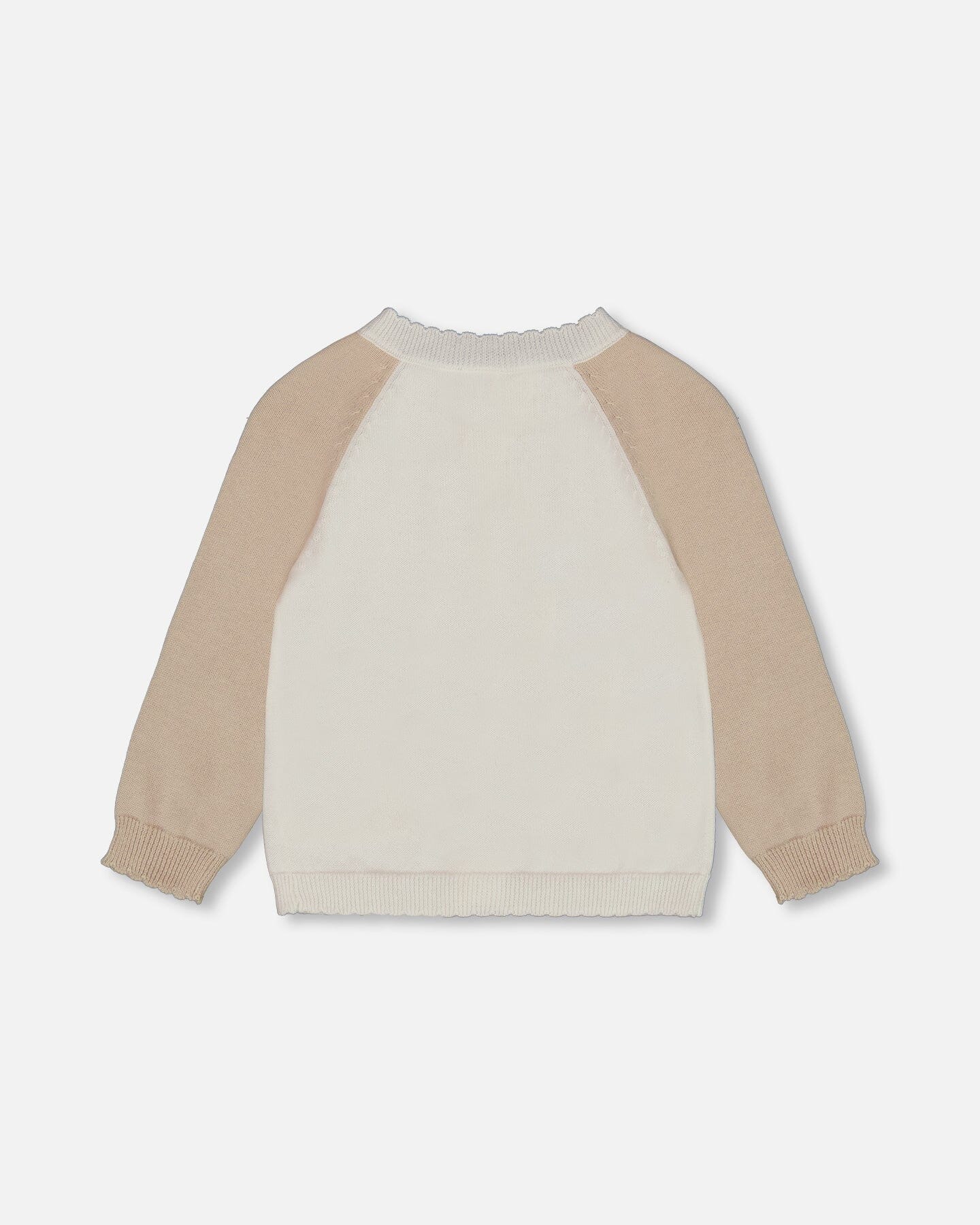 Raglan Sleeve Cardigan Sweater With Embroidery Cream And Beige-2