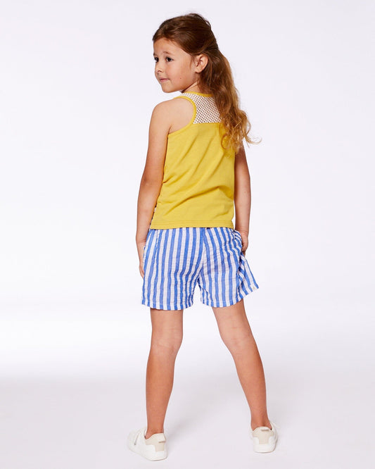 Seersucker Short Blue And White Striped-1