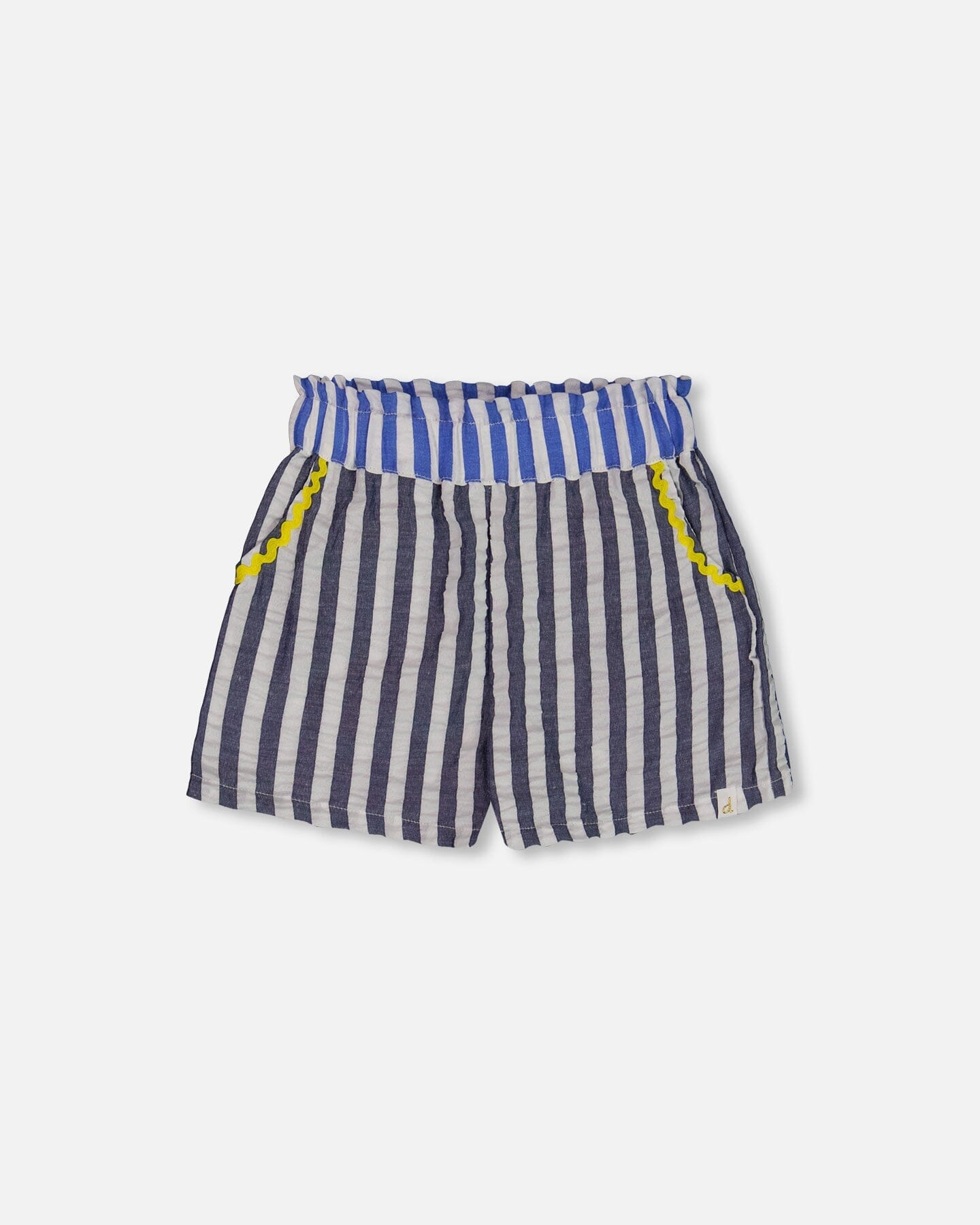 Seersucker Short Navy Blue And White-0