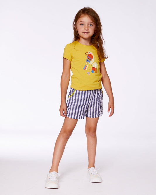 Seersucker Short Navy Blue And White-1