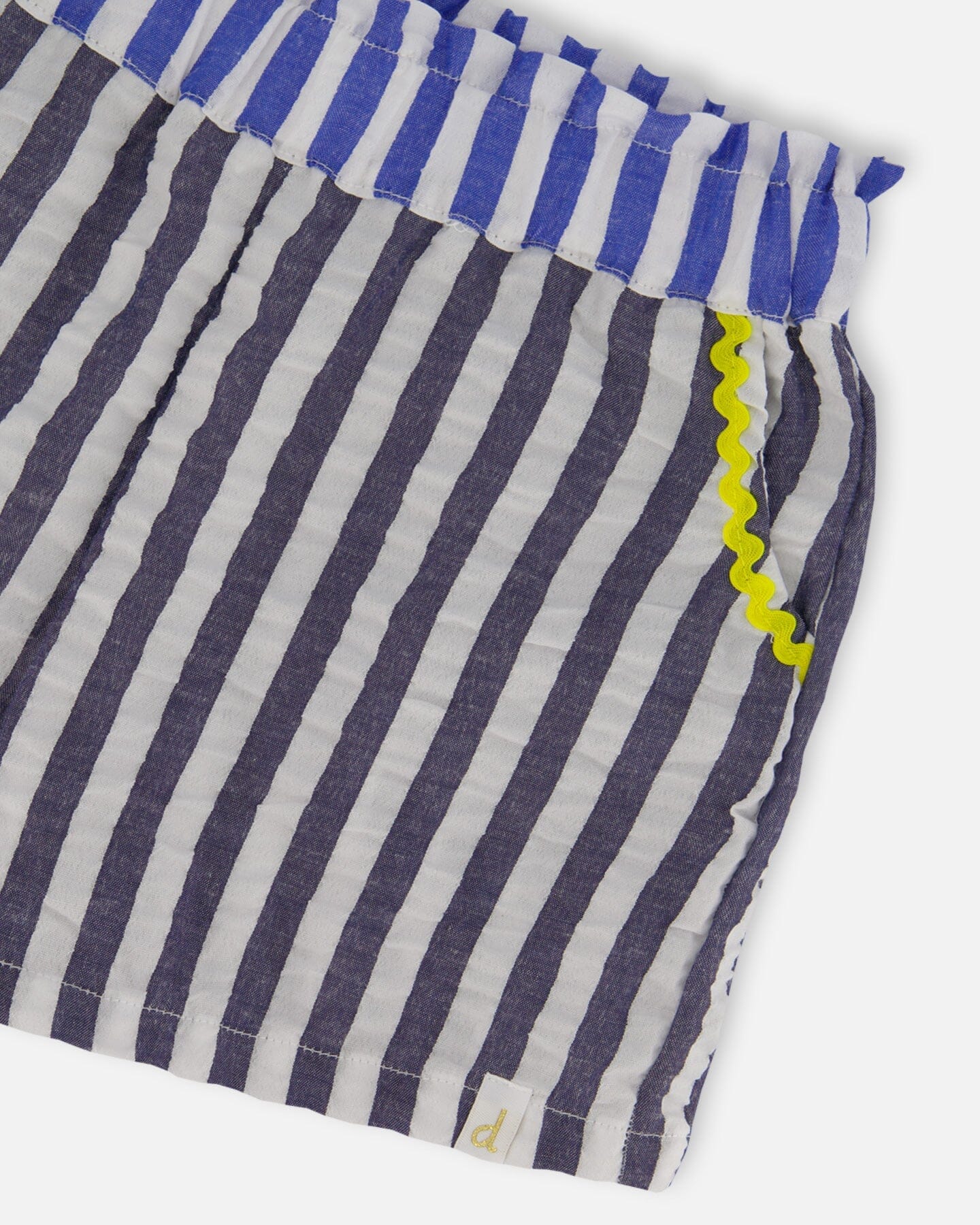 Seersucker Short Navy Blue And White-3