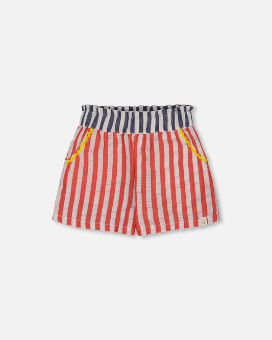 Seersucker Short Red, White, And Black-0