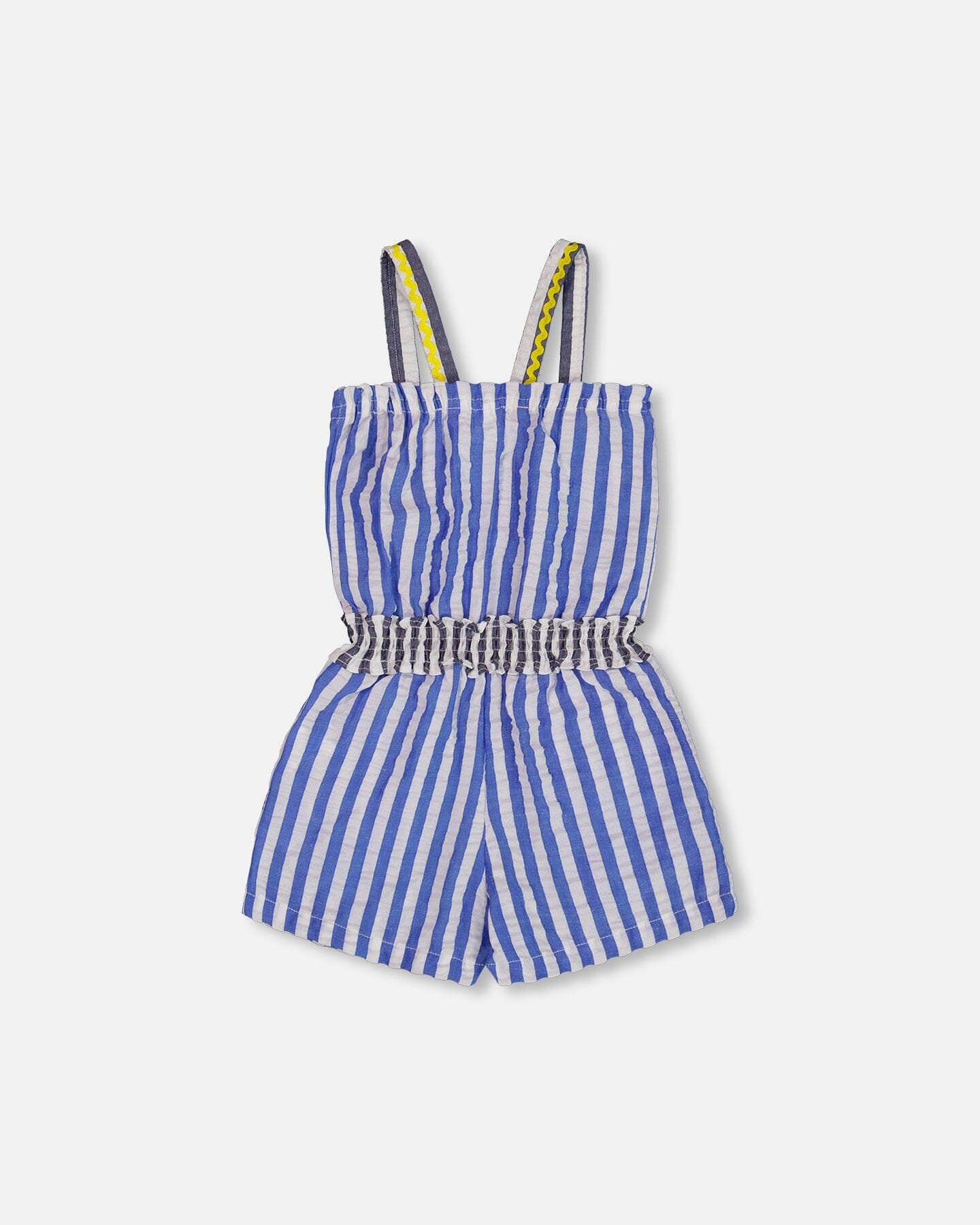 Sleeveless Seersucker Romper Blue And White Striped-2