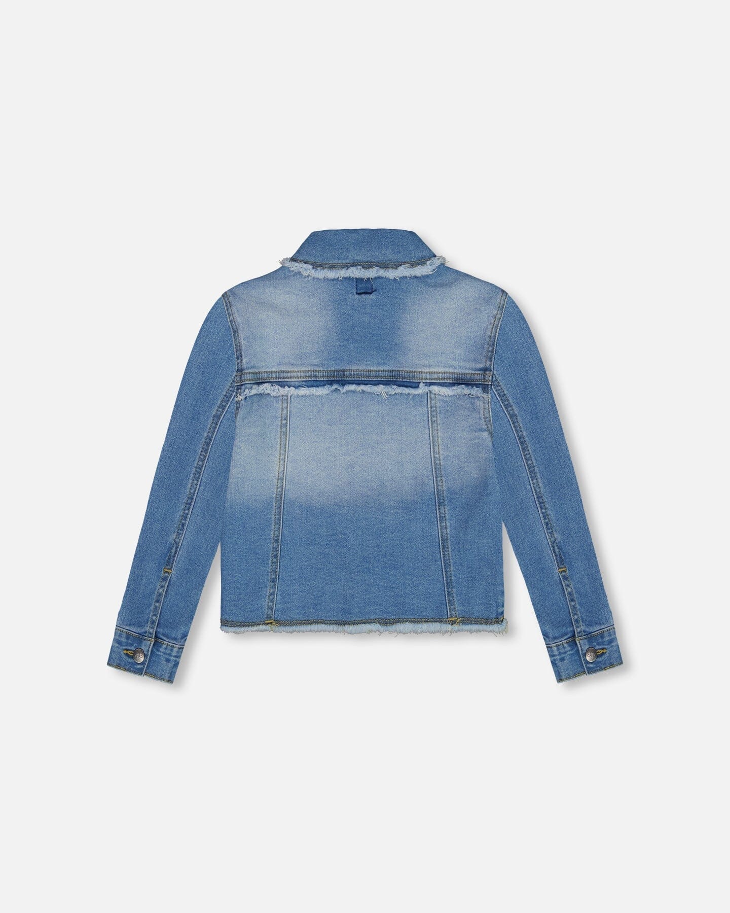 Frayed Denim Jacket With Embroidery Jeans Blue-4