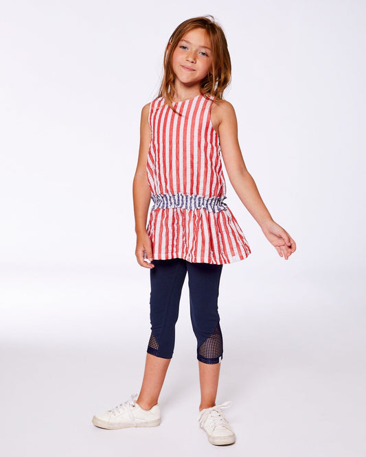 Organic Cotton Capri Leggings With Mesh Navy Blue-1