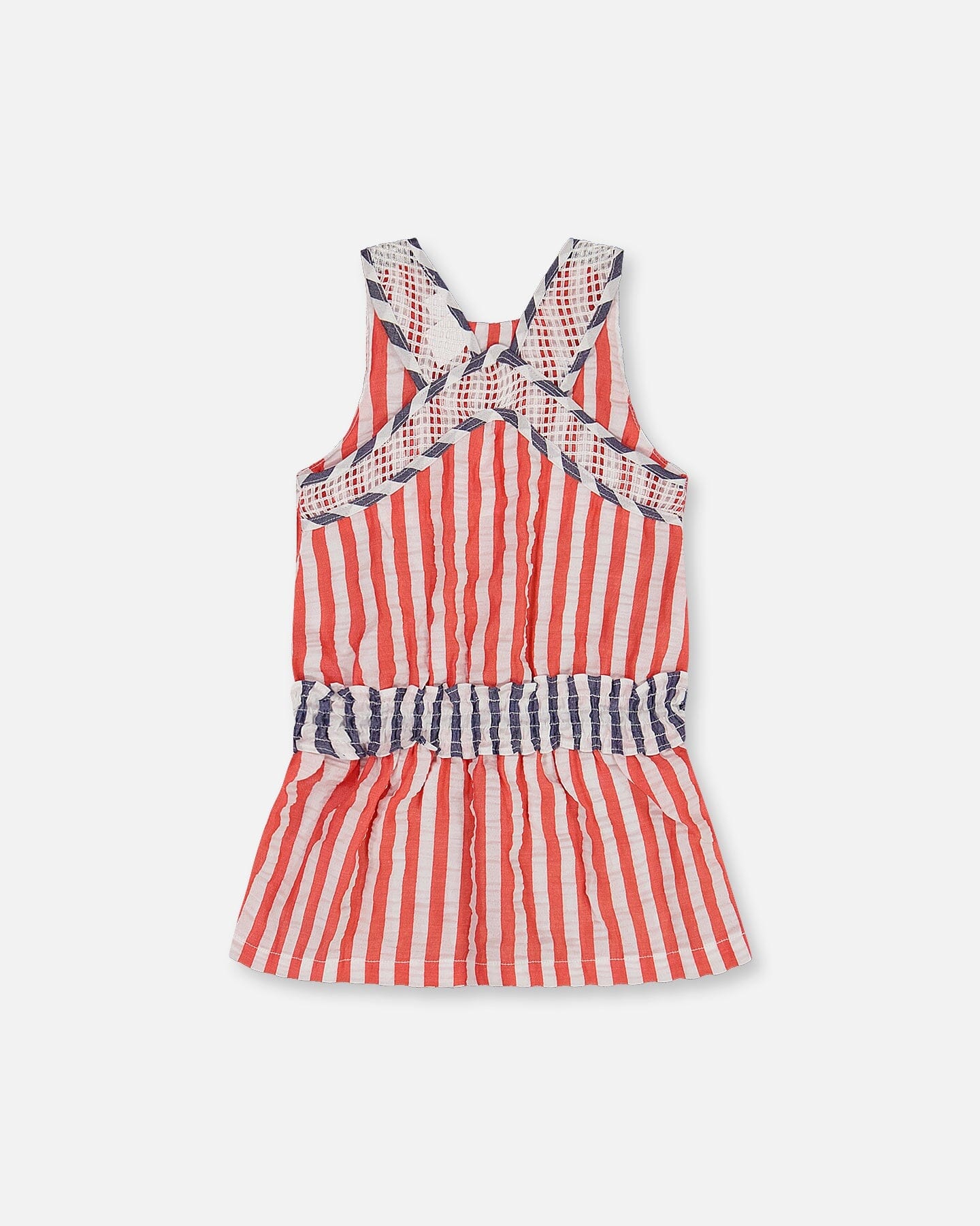 Sleeveless Seersucker Tunic Red, White, And Black-2