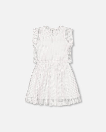 Bi-Material Mesh And Organic Cotton Dress Snow White-0