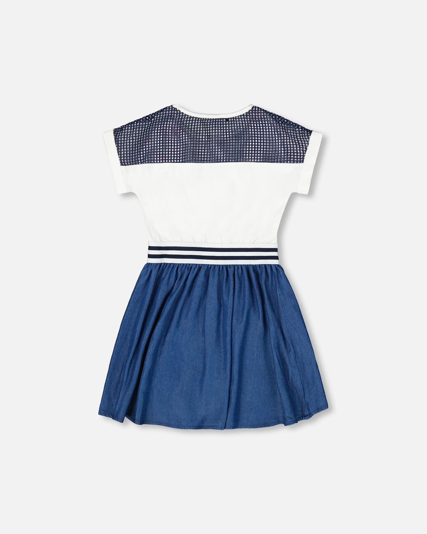 Bi-Material Organic Cotton And Chambray Dress Multicolored And Denim-1
