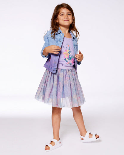 Denim Jacket With Embroidery Floral Jeans Blue-3