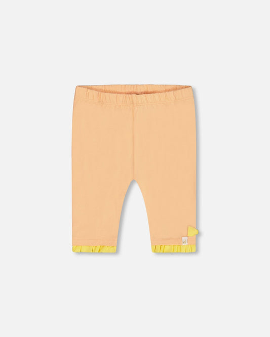 Organic Cotton Biker Short With Frills Light Orange And Yellow-0