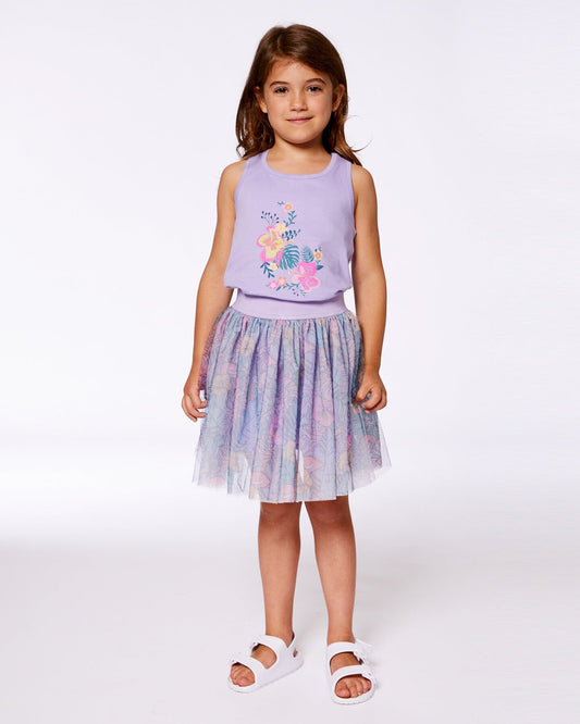 Organic Cotton Racerback Tank Top Floral Mauve-1
