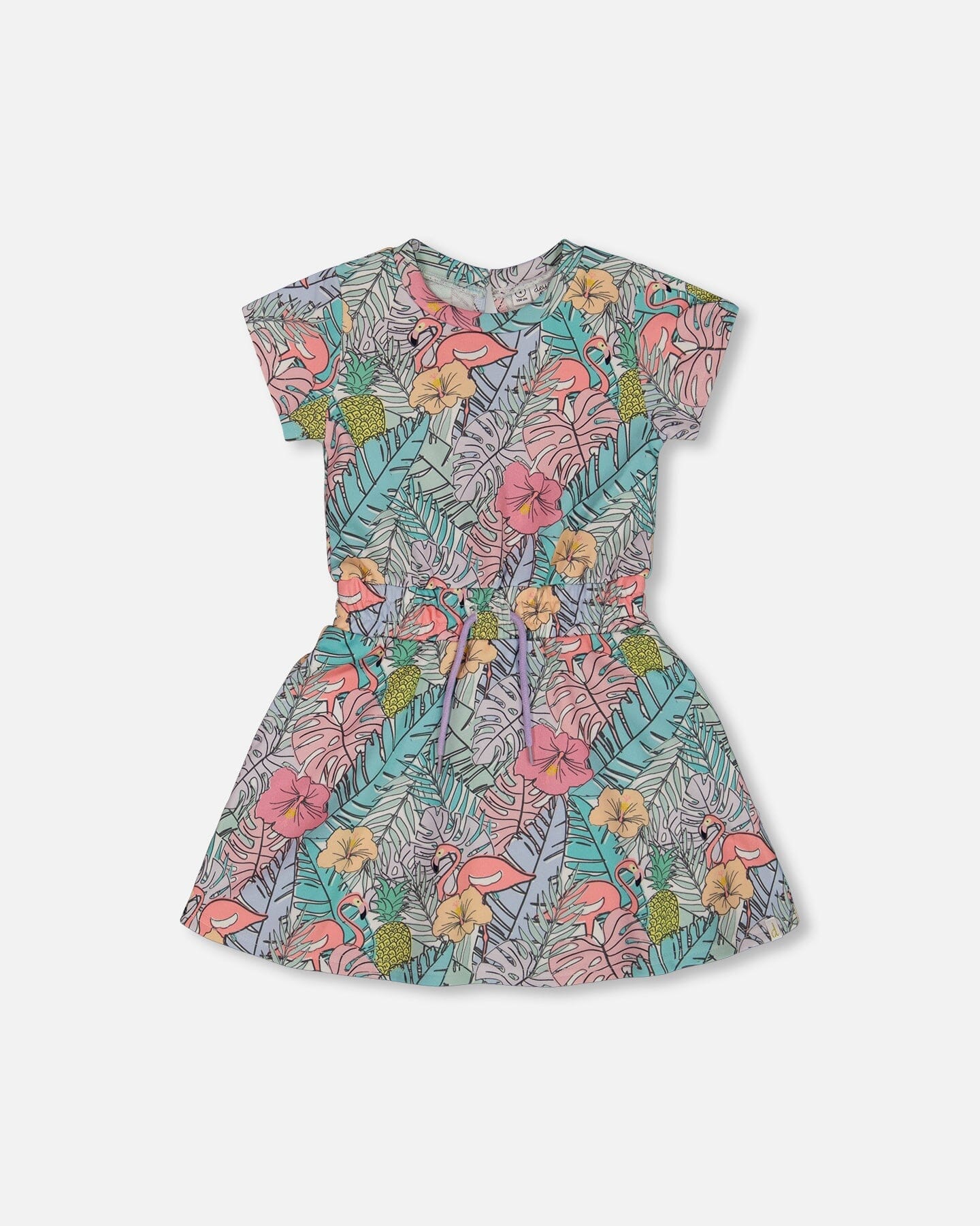 Printed French Terry Dress Lilac Tropical And Pink Flamingos-0