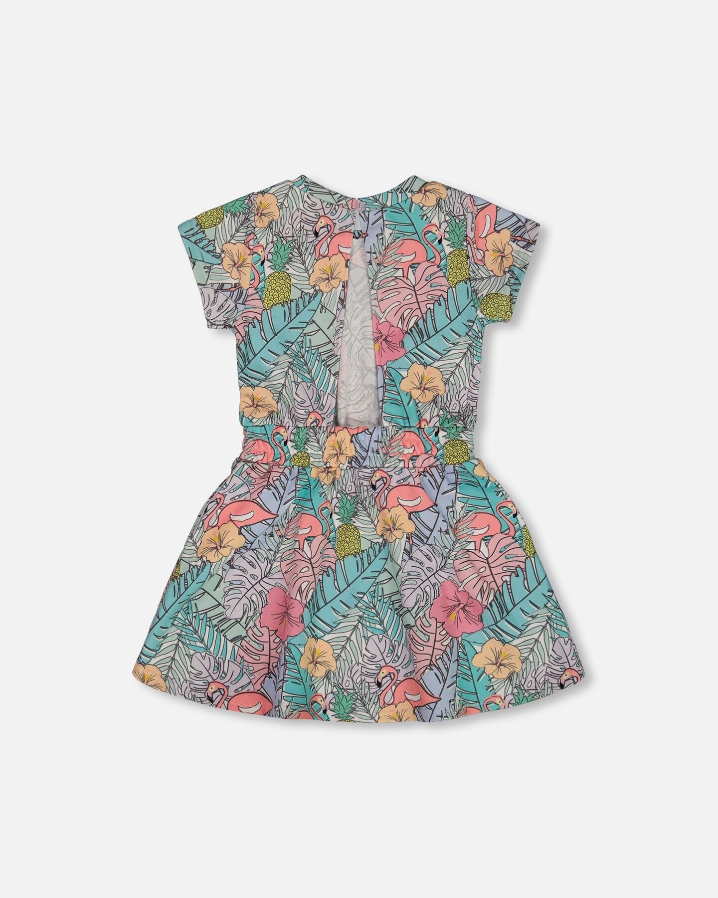 Printed French Terry Dress Lilac Tropical And Pink Flamingos-2