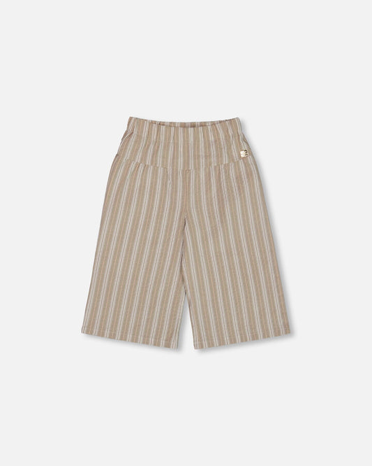 Wide Leg Capri Linen Pant White And Sage Striped-0