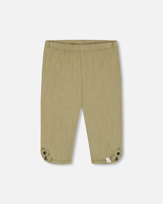 Crinkle Jersey Capri Legging Olive Green-0