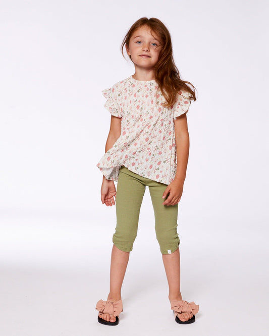 Crinkle Jersey Capri Legging Olive Green-1