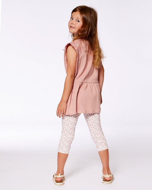 Printed Capri Legging Small Flowers On Cream Background-1