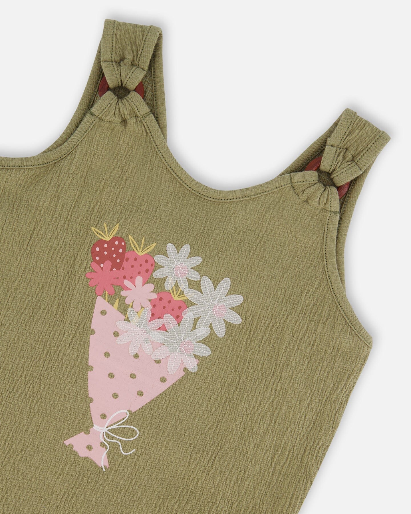 Crinkle Jersey Tank Top Floral Olive Green-3