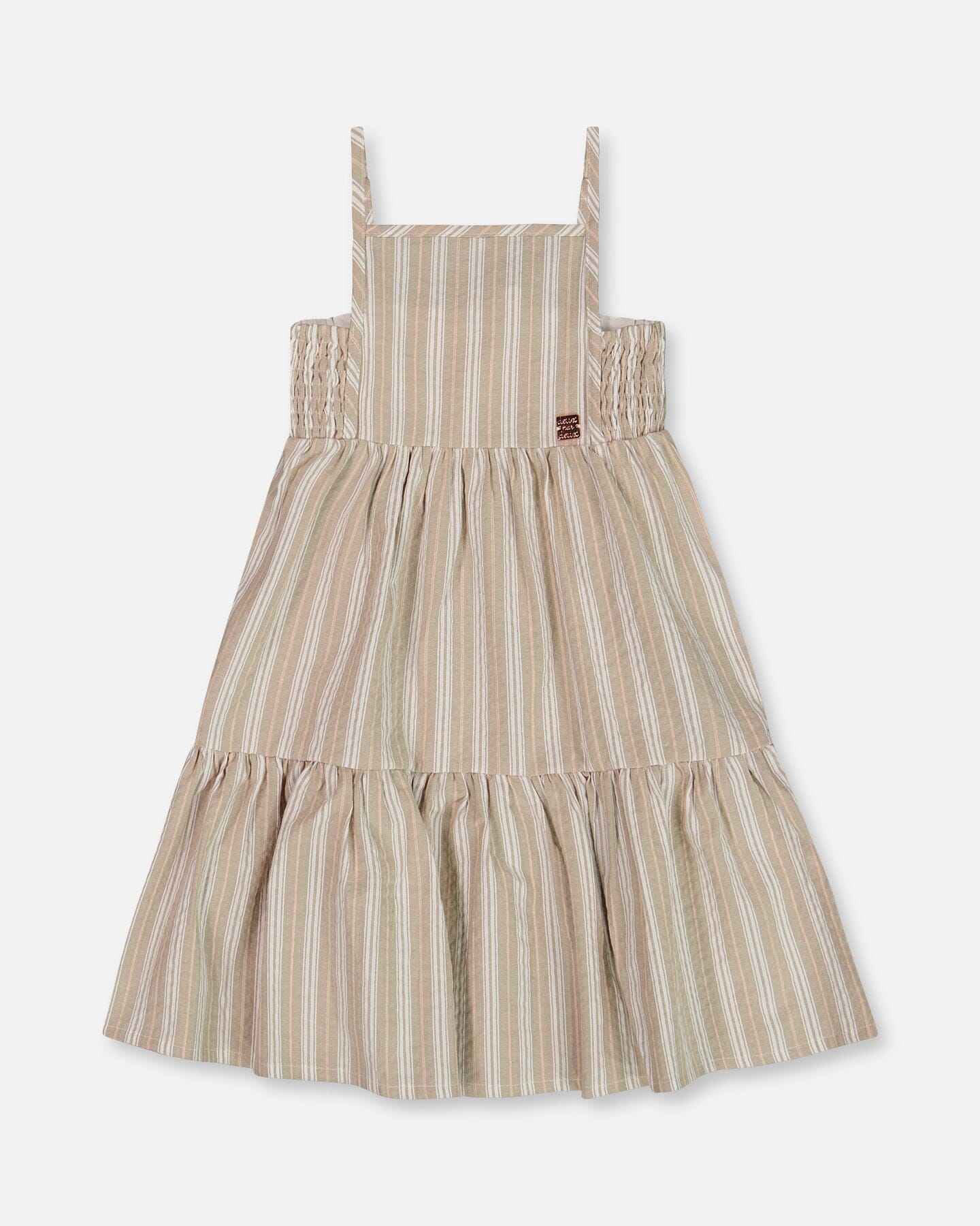Sleeveless Linen Dress White And Sage Striped-0