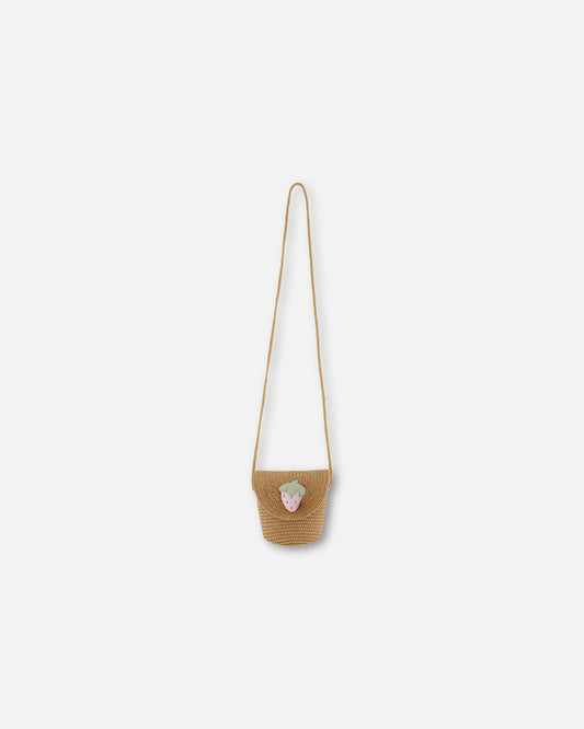 Straw Crossbody Purse Adorned With A Strawberry-0