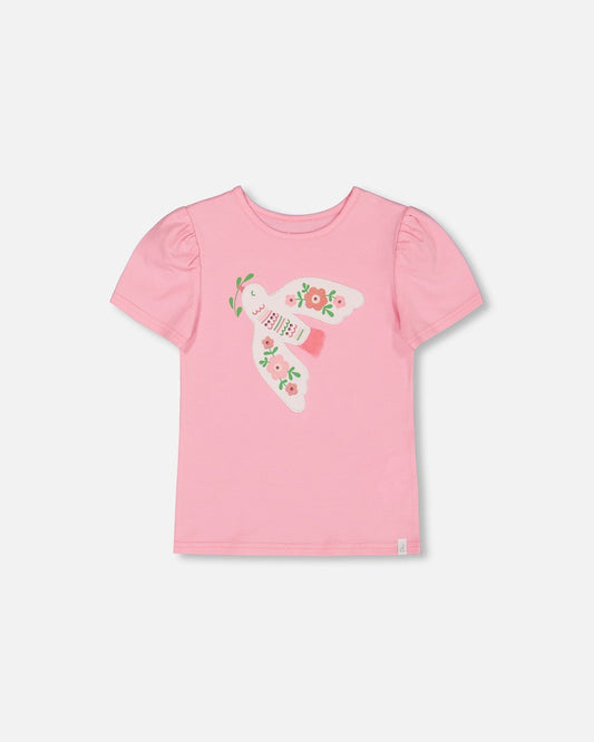 Organic Cotton Tee With Puff Sleeve Candy Pink-0