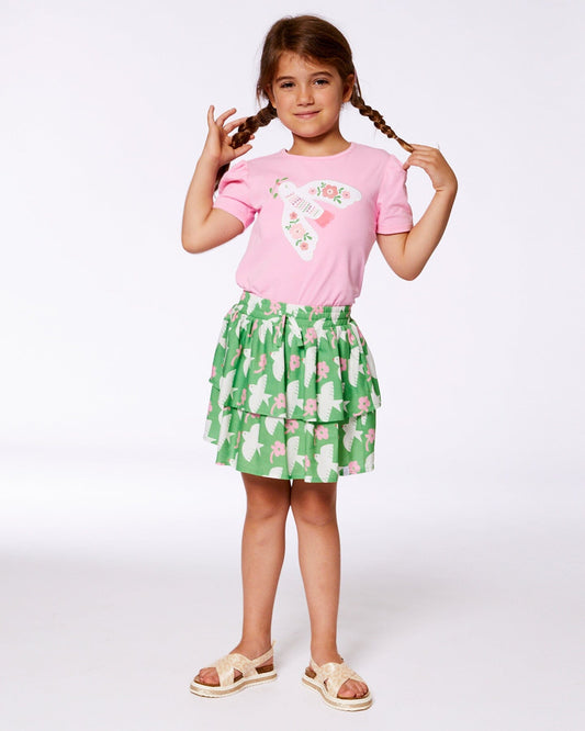 Organic Cotton Tee With Puff Sleeve Candy Pink-1