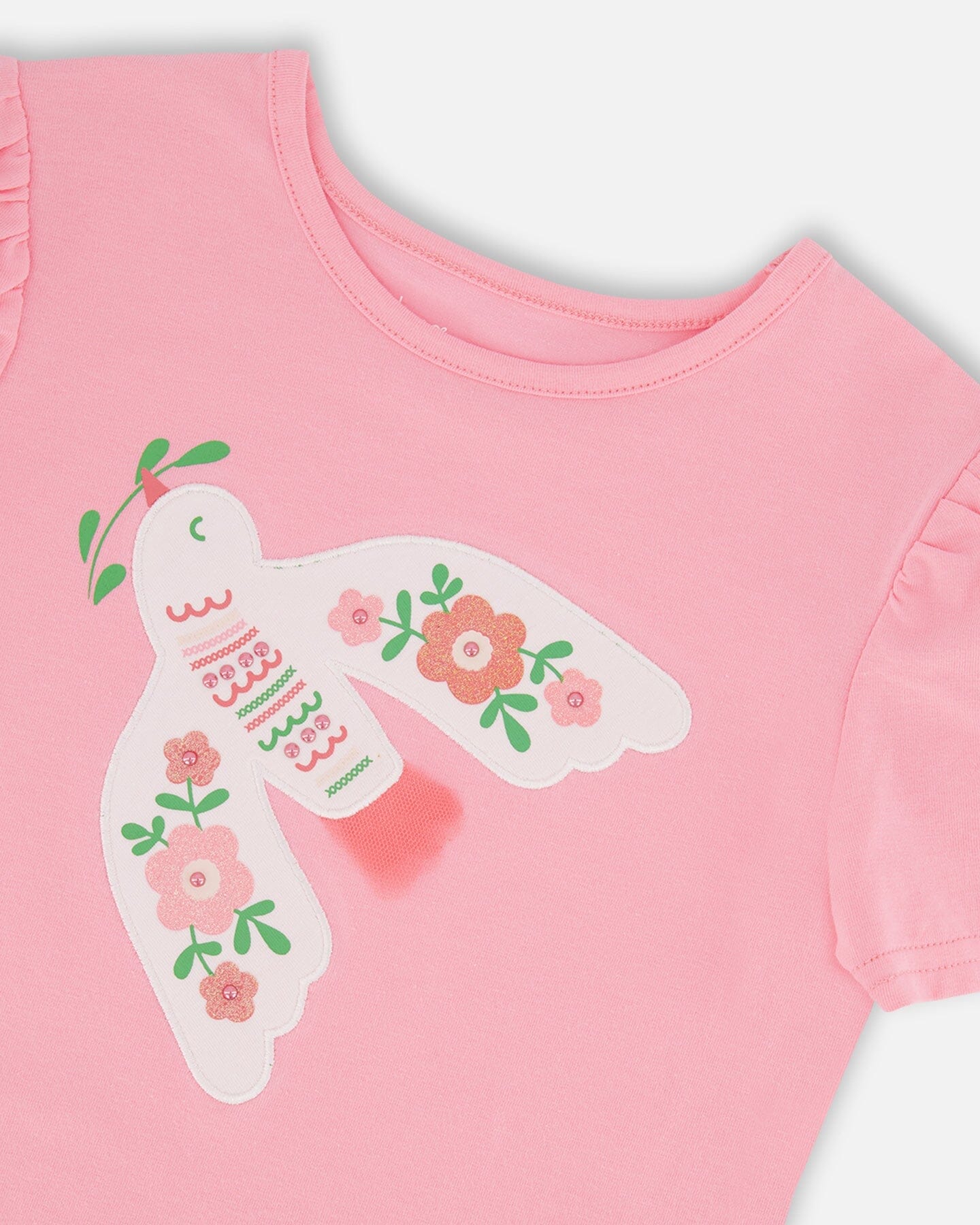 Organic Cotton Tee With Puff Sleeve Candy Pink-3