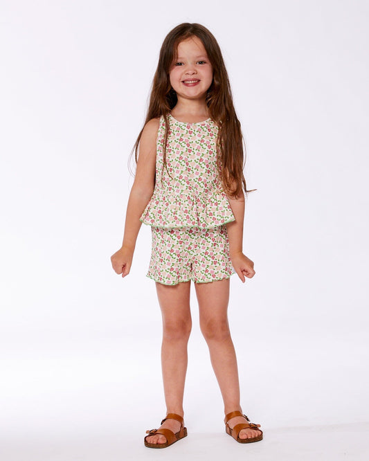 Printed Tank Top With Flounce Small Flowers On White Background-1