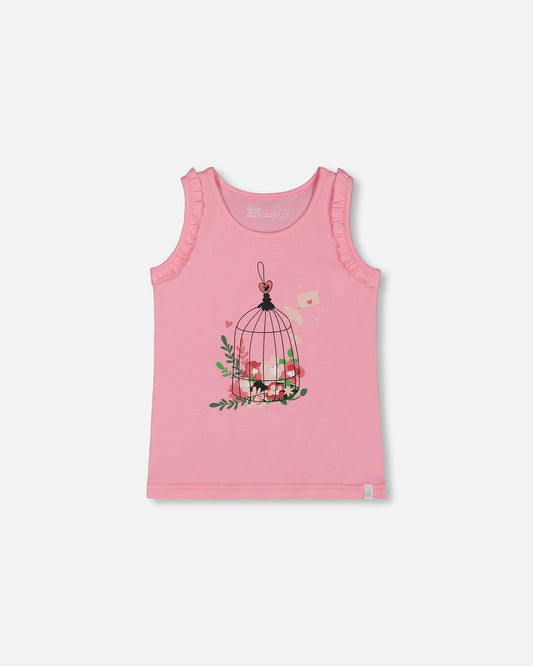 Organic Cotton Tank With Frills Candy Pink-0
