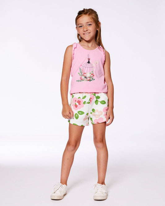 Organic Cotton Tank With Frills Candy Pink-1
