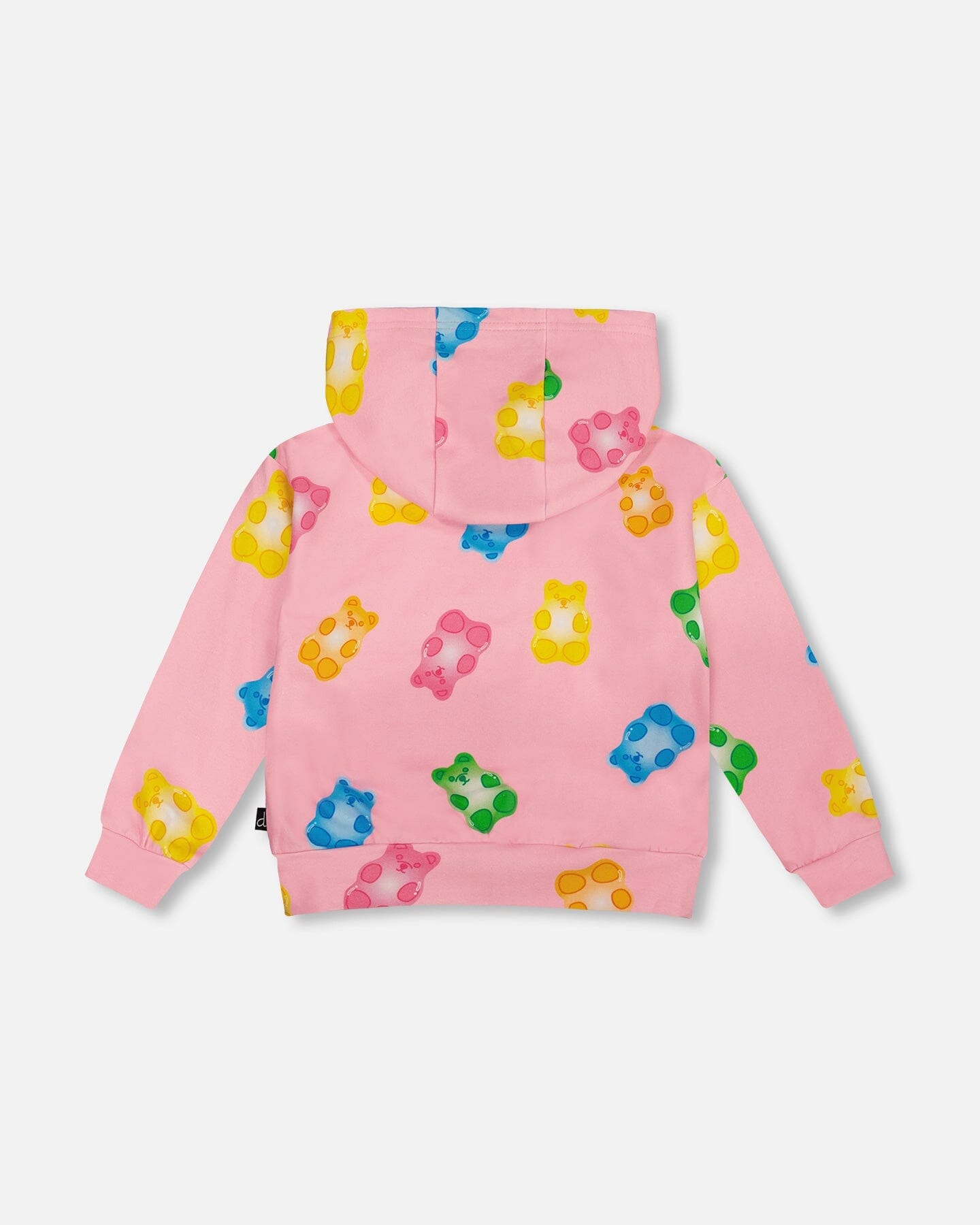 Printed French Terry Hoodie Cardigan Pink Multicolored Gummies-2
