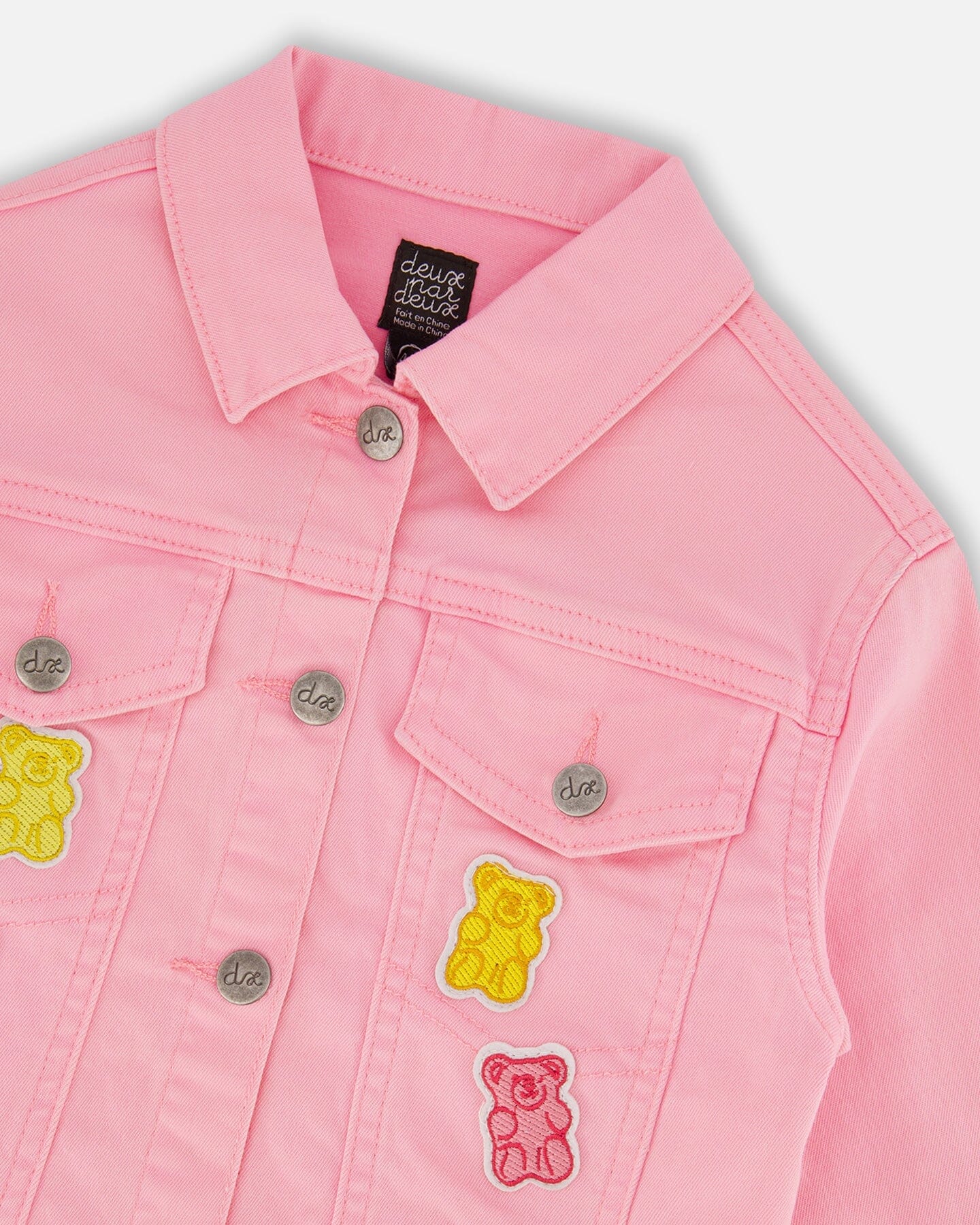 Jean Jacket With Embroidery Pink And Multicolored Gummies-4