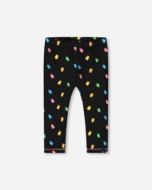 Printed Capri Legging Black And Multicolored Gummies-0