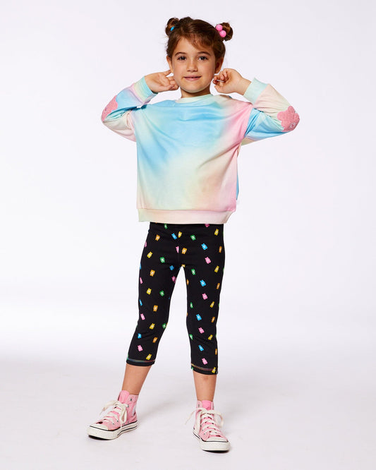 Printed Capri Legging Black And Multicolored Gummies-1