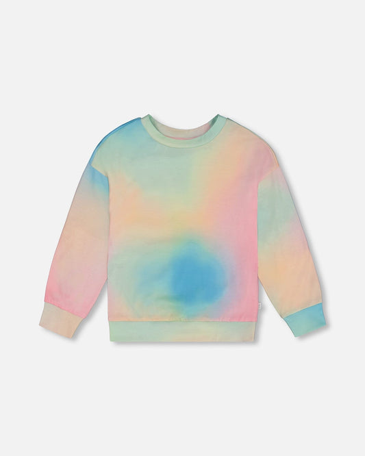 Printed Long Sleeve Top Multicolored Tie Dye-0