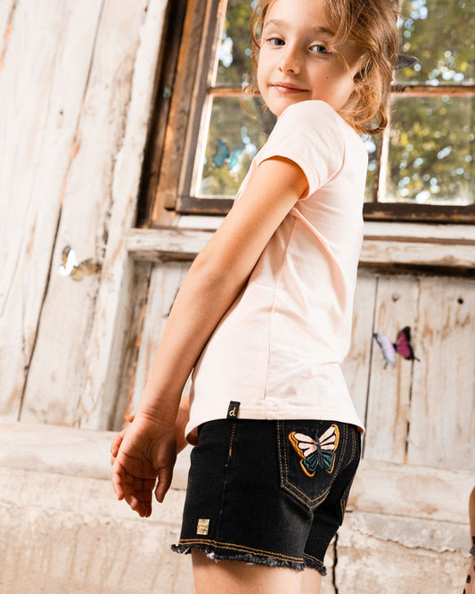 Jean Short With Embroidery Black Jeans-1