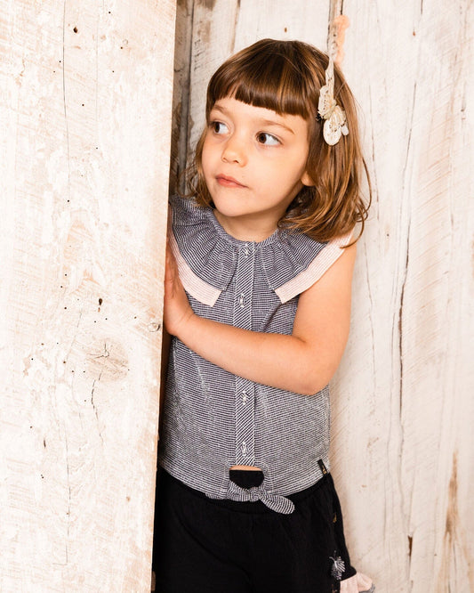 Crinkle Short With Frills Black And Butterflies-1
