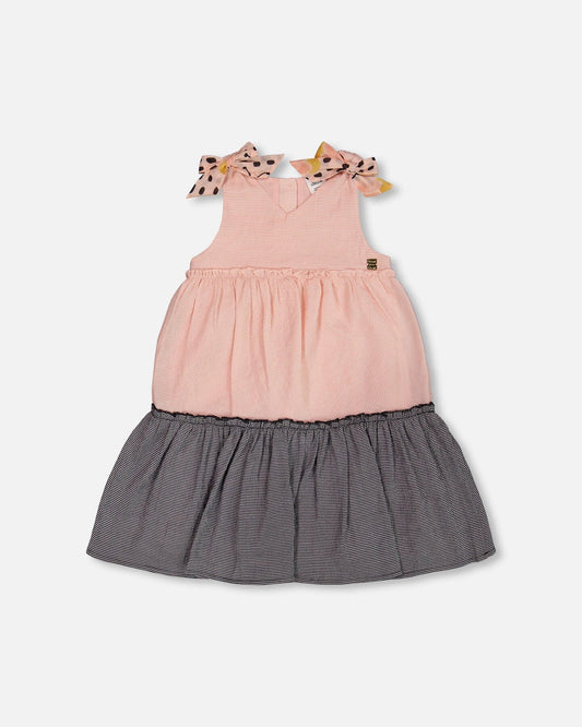 Tiered Dress With Bows Pink And Black-0