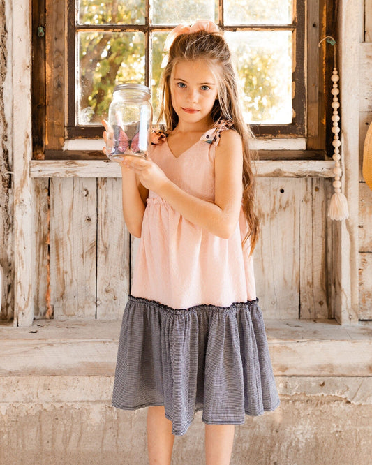 Tiered Dress With Bows Pink And Black-1