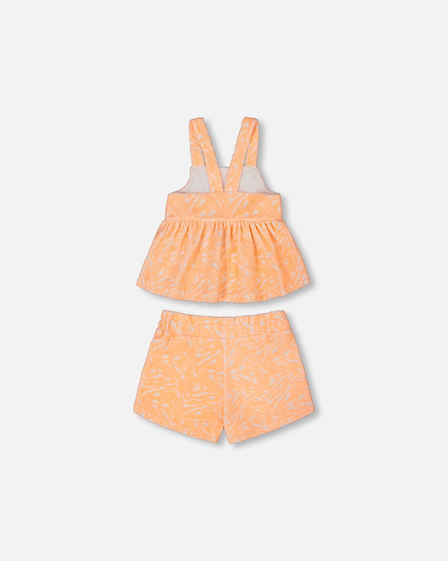 Printed Terry Tank Top And Shorts Set Vibrant Orange And White-2