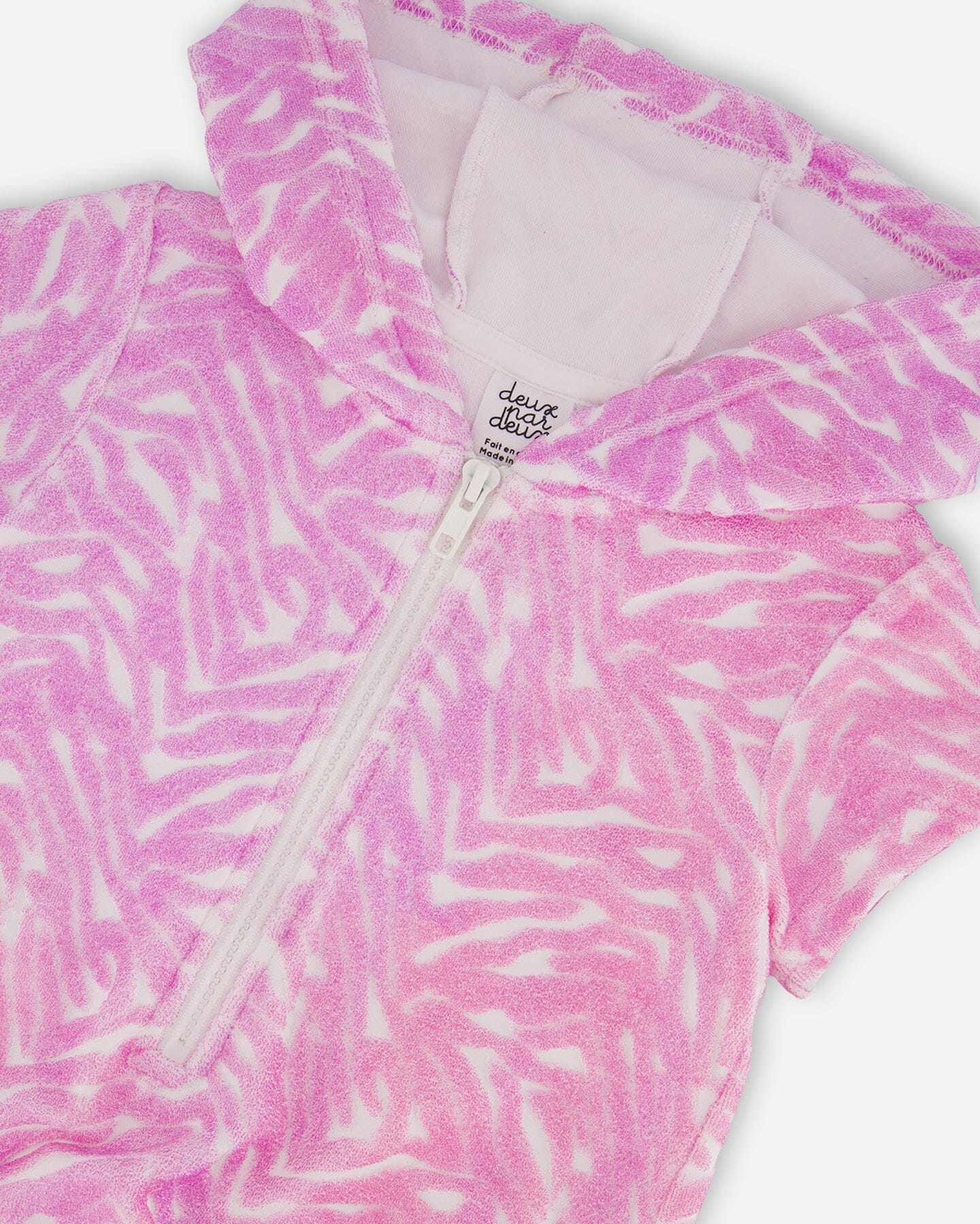Printed Terry Beach Dress Vibrant Pink And White-2