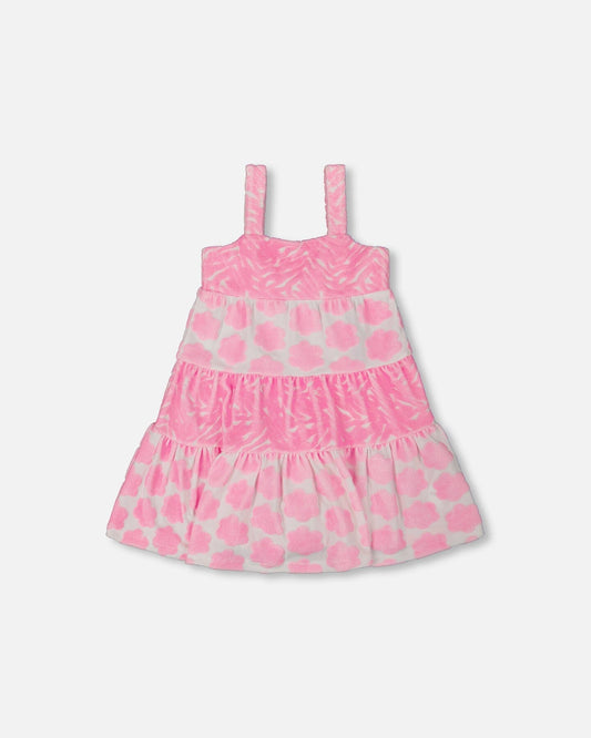 Printed Terry Beach Dress Pink And White-0