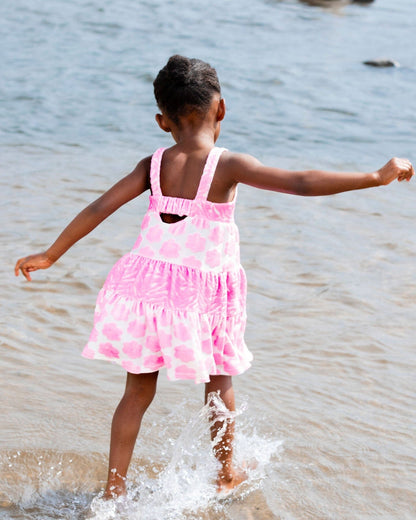 Printed Terry Beach Dress Pink And White-2