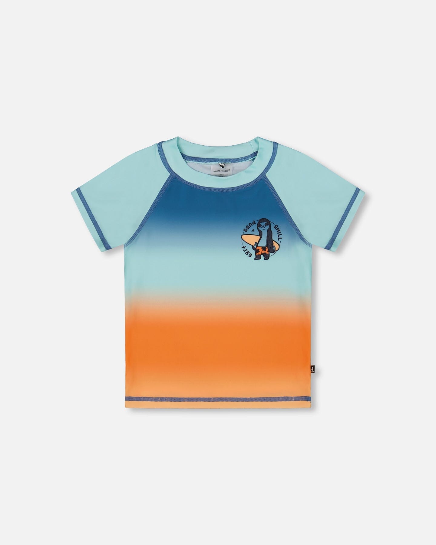 Short Sleeve Rashguard Navy Blue, Turquoise, And Orange-0