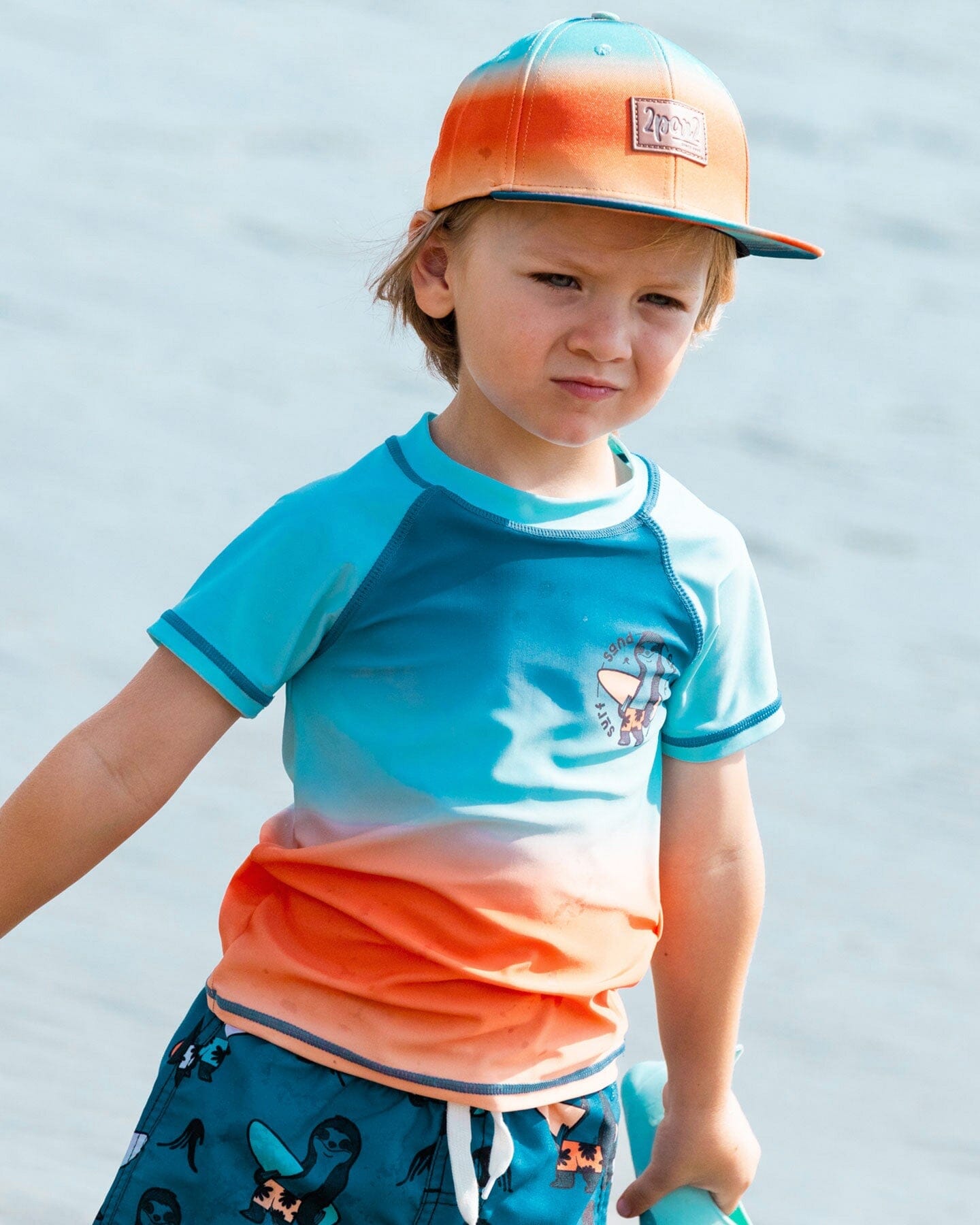 Short Sleeve Rashguard Navy Blue, Turquoise, And Orange-1