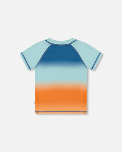 Short Sleeve Rashguard Navy Blue, Turquoise, And Orange-3