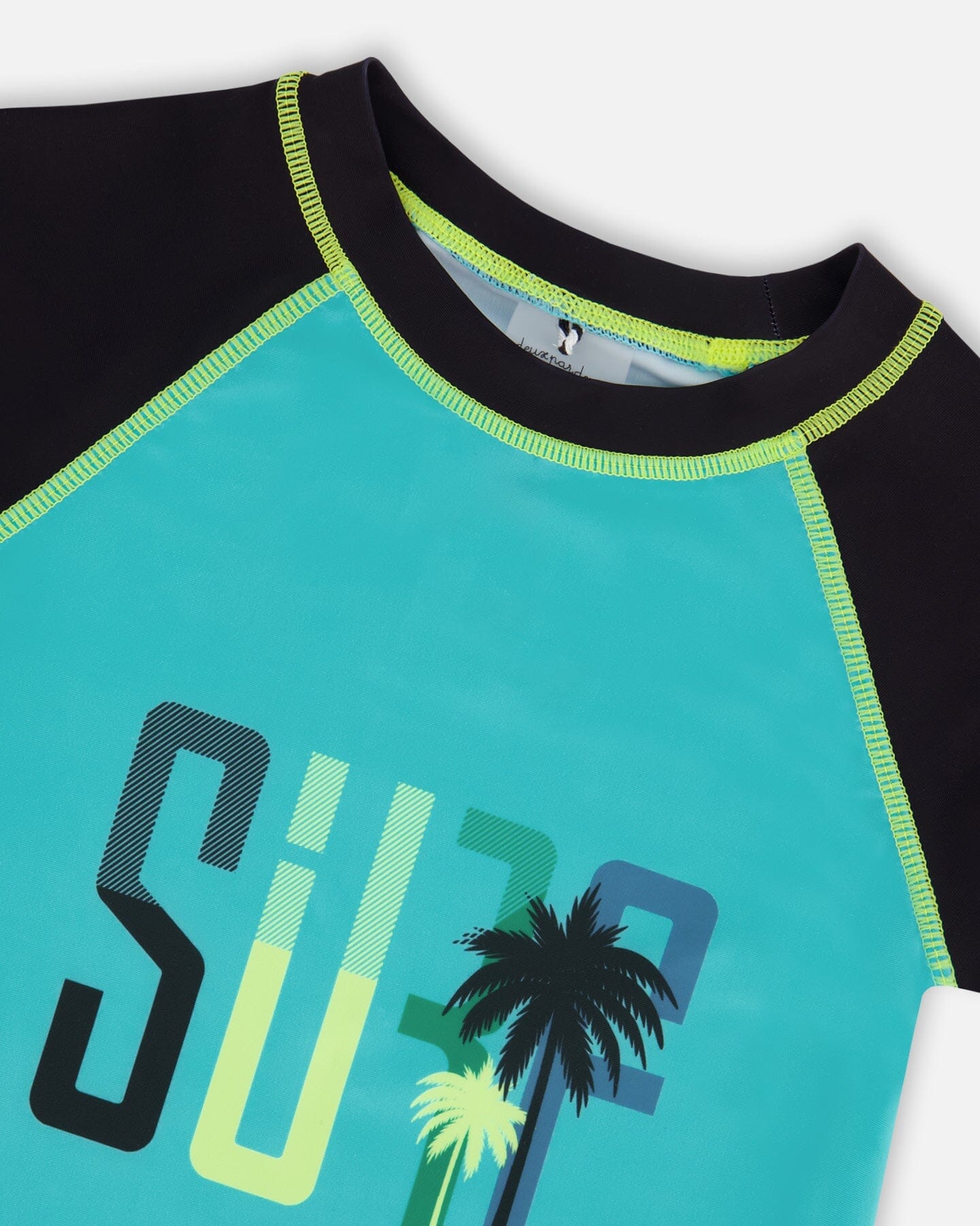Short Sleeve Rashguard Black And Turquoise-4