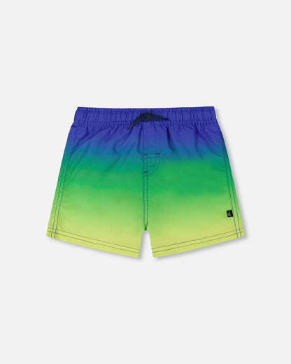 Swim Trunks Blue, Green, And Lime Gradient-0