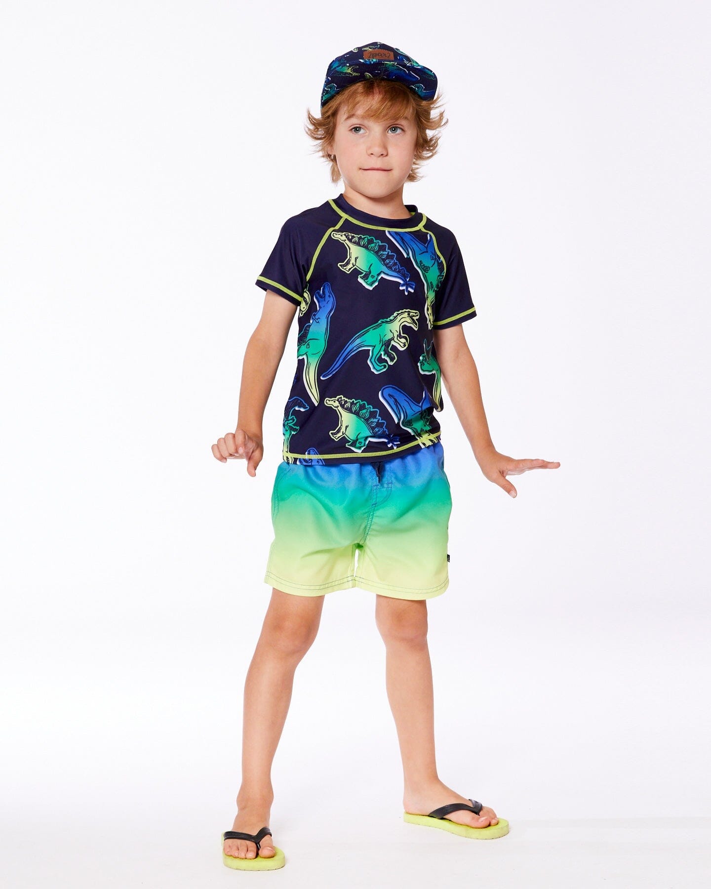 Swim Trunks Blue, Green, And Lime Gradient-2