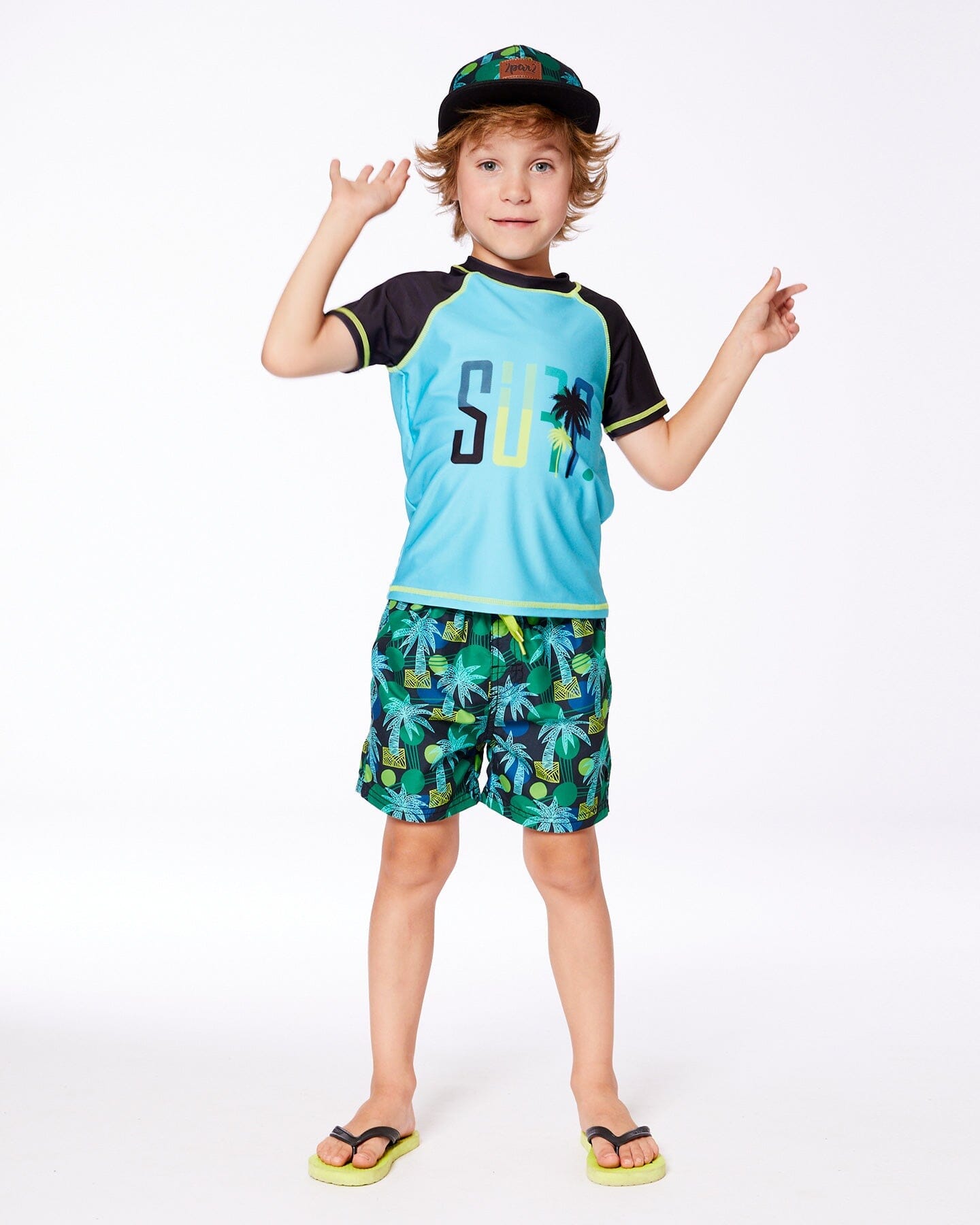 Printed Swim Trunks Green Jungle On Black-2